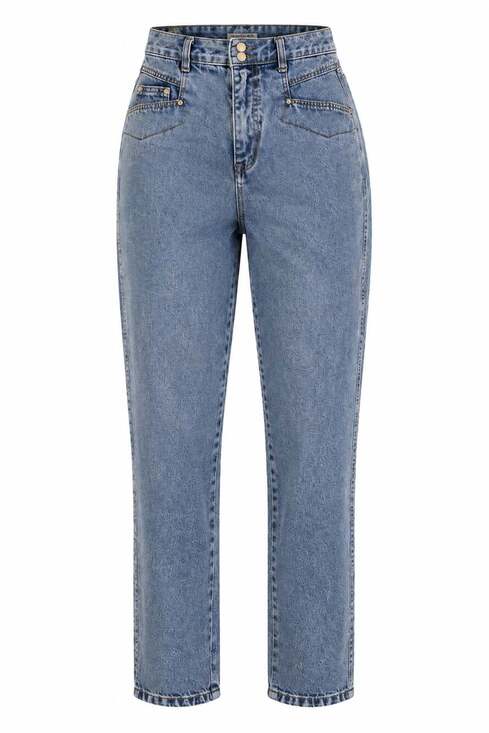Stefano International Denim - Stefano International Vintage High Waist Acid-Wash Distressed-Style Mom Jeans (S
